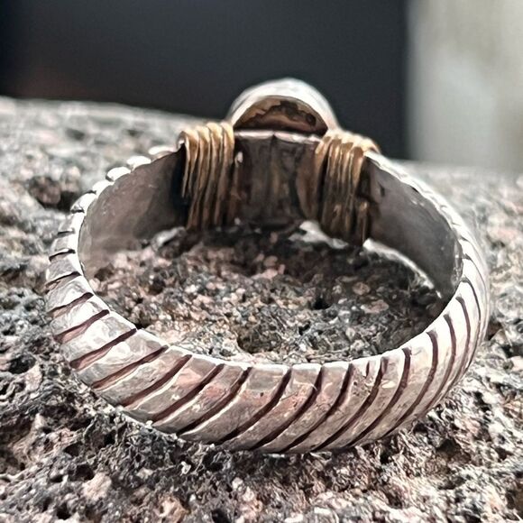 Vintage Sterling 12K Blue Kyanite Twisted Rope Ring size 8 - Picture 9 of 13